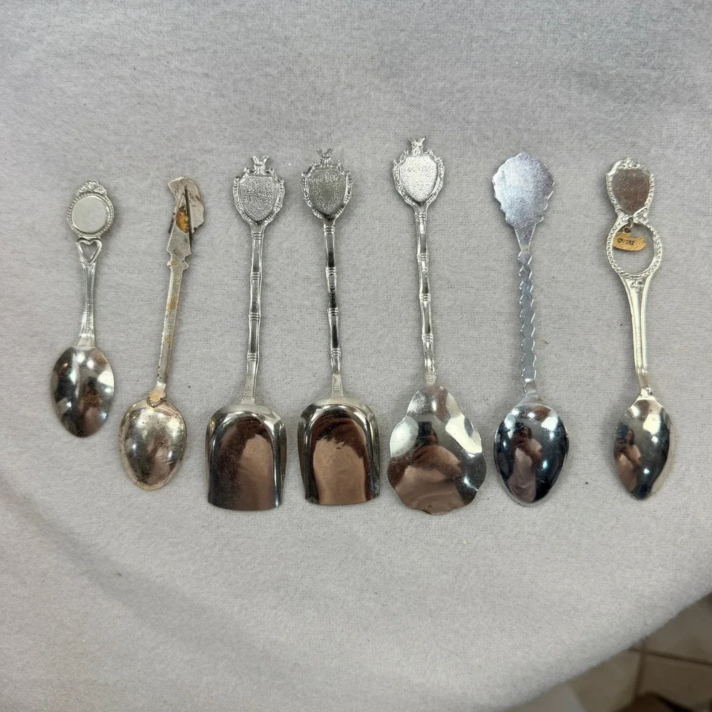 Vintage Souvenir Collector Spoons Lot of 7 California Georgia Bahamas Enamel